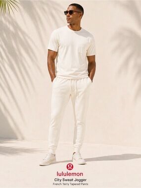 Lululemon City Sweat Jogger White Opal Men’s Small French Terry Tapered Pants